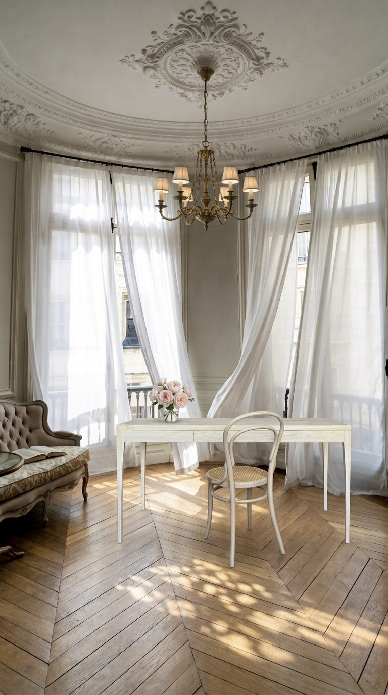 Adriana Easy Assembly in a bright room under a chandelier